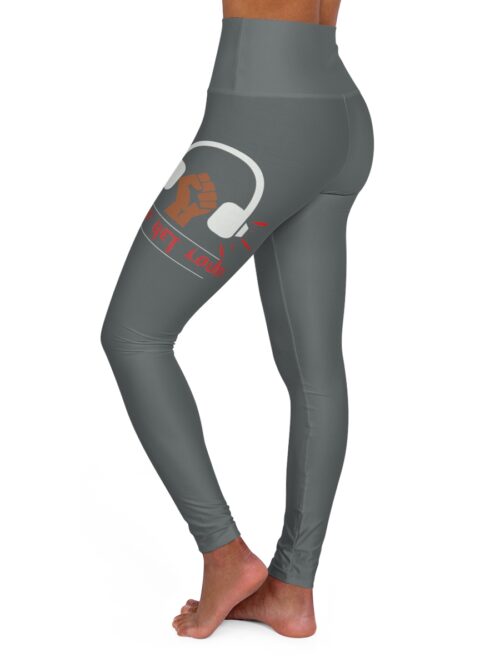 Let's Get Loud High Waisted Yoga Leggings - Gray/Red/White