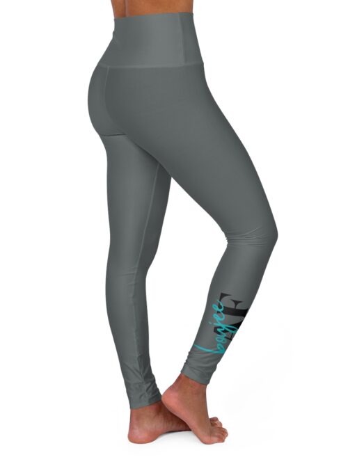 Boujee AF High Waisted Yoga Leggings - Gray/Teal/Black