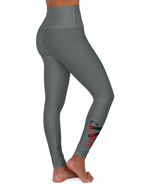 Boujee AF High Waisted Yoga Leggings - Gray/Red/White