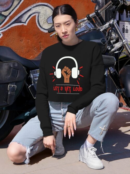Let's Get Loud Cropped Sweatshirt - Brown/Red/White