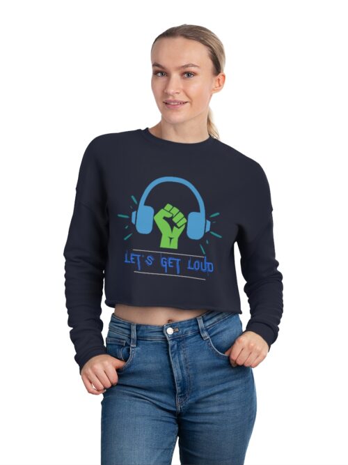 Let's Get Loud Cropped Sweatshirt - Blue/Green