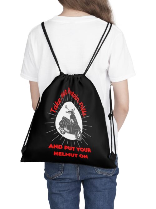 Protein Pills and Helmut Drawstring Bag - Black/Red/Gray