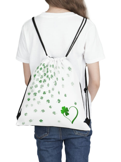 St Patrick's Day Love and Clover Drawstring Bag